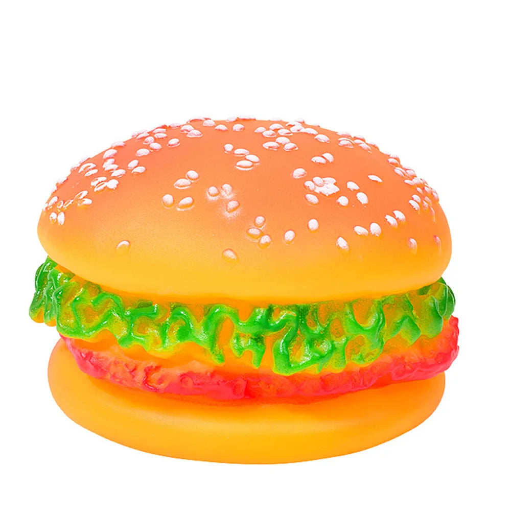 Jouet Burger Sonore pour Chien & Chiot – Jouet Mastication Couineur Rigolo, Soin Dentaire & Anti-Stress