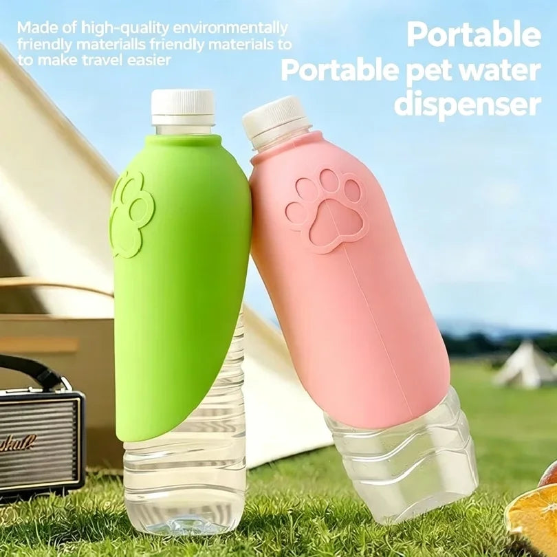 Gourde Pliable Portable pour Chien & Chat – Bouteille d'Eau de Voyage avec Écuelle Rabattable & Embout Interchangeable pour Randonnée