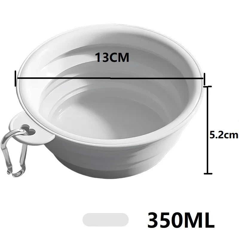 Gamelle Pliable de Voyage 350 ml pour Chien – Écuelle Nomade en Silicone avec Mousqueton pour Eau & Croquettes
