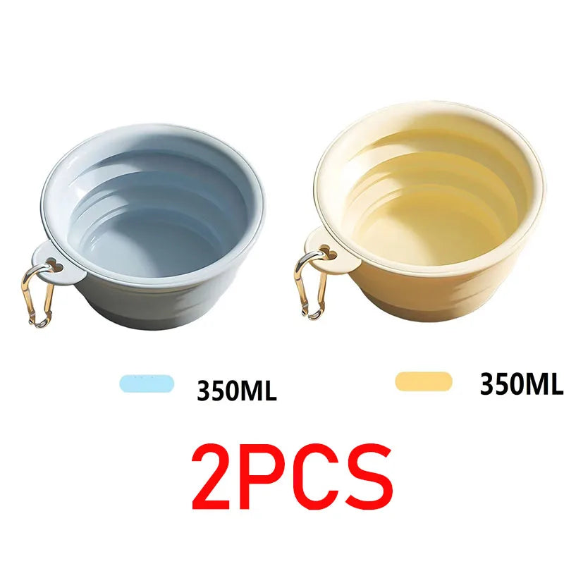 Gamelle Pliable de Voyage 350 ml pour Chien – Écuelle Nomade en Silicone avec Mousqueton pour Eau & Croquettes