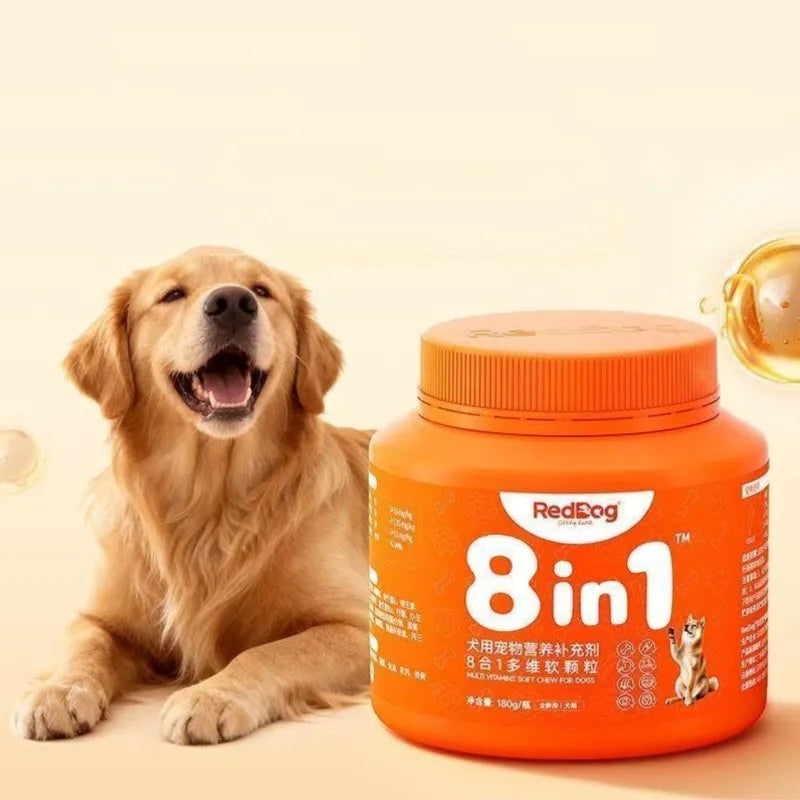 Complément Multivitaminé 8-en-1 RedDog pour Chien & Chat (180 g) – Vitamines Complètes, Soutien Articulaire, Immunité, Peau & Pelage