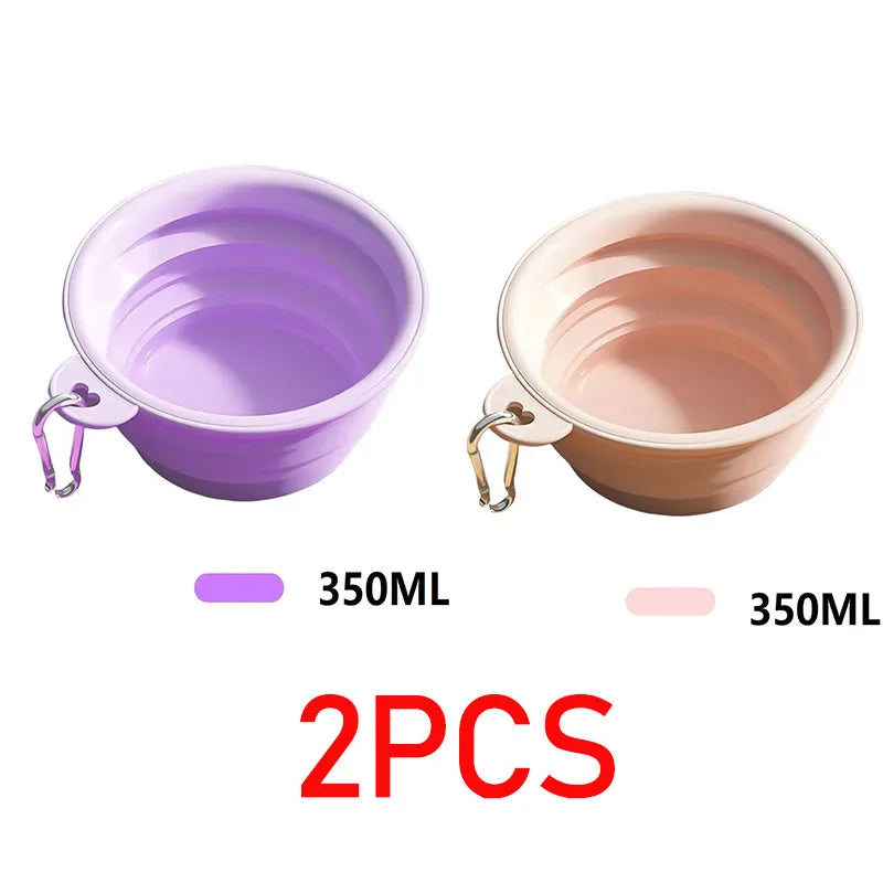 Gamelle Pliable de Voyage 350 ml pour Chien – Écuelle Nomade en Silicone avec Mousqueton pour Eau & Croquettes