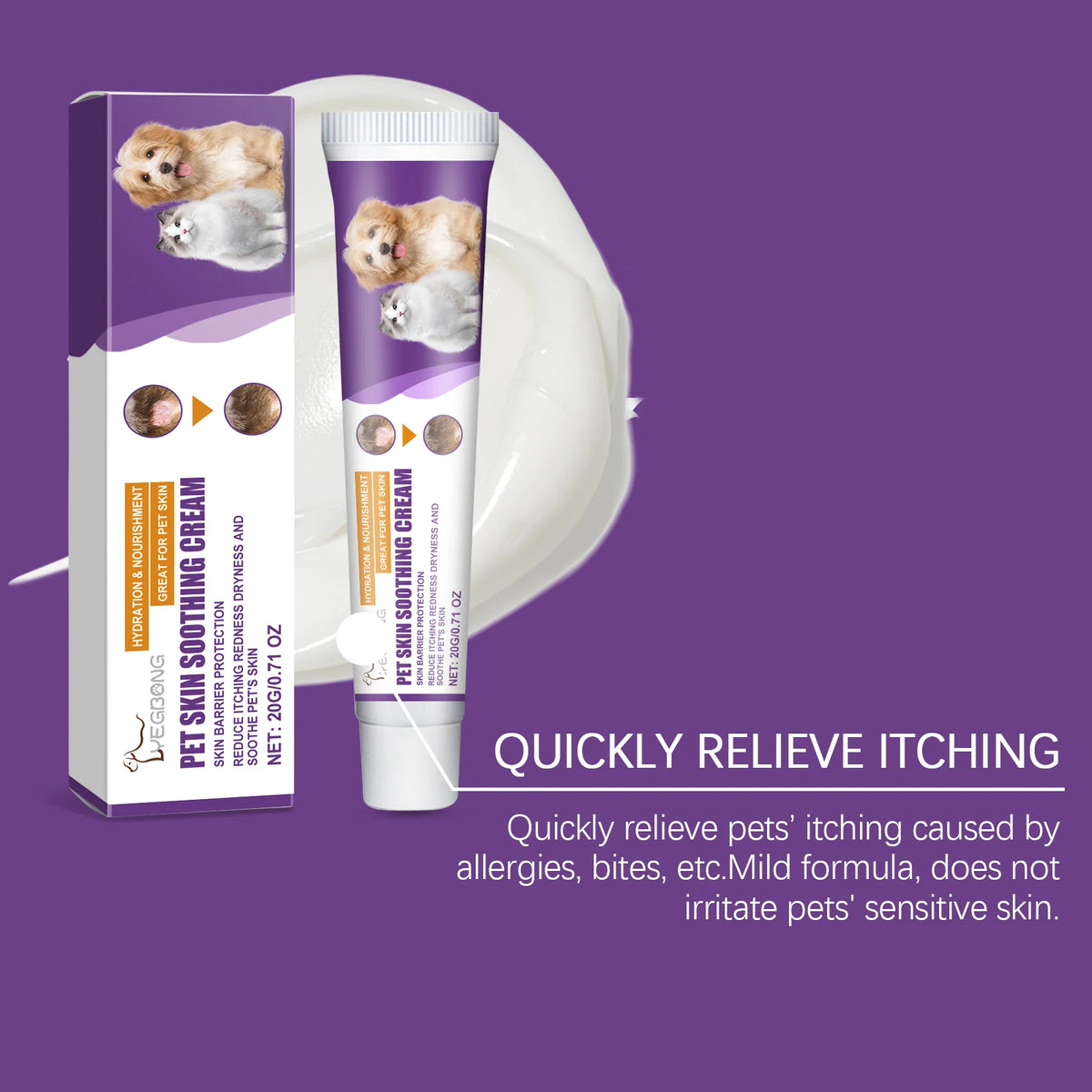 Baume Cutané Apaisant & Réparateur pour Chien & Chat – Crème Hydratante Anti-Démangeaisons, Rougeurs & Irritations Cutanées