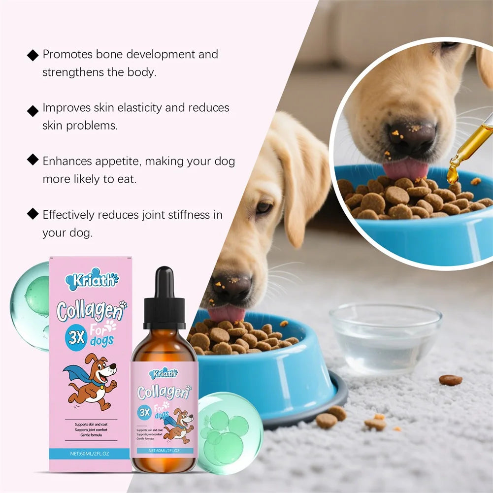 Gouttes de Collagène Liquide pour Chien – Soin Pelage Brillant, Peau Saine, Confort Articulaire & Digestion