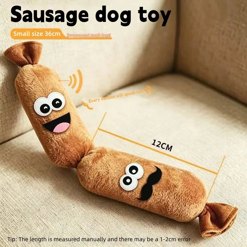 Pet Dog Simulated Sausage Plush Squeaky Toy BB Press Sound Bite-Proof Wear-Resistant Chew Toy Dog Self-Play Stress Relief Toy