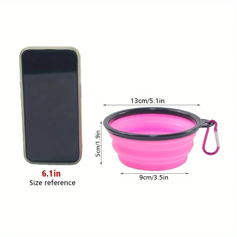 Gamelle Pliable en Silicone pour Chien & Chat – Écuelle de Voyage Nomade avec Couvercle Hermétique & Mousqueton pour Balade & Randonnée