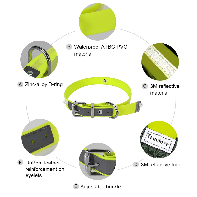 Truelove Pet Collar Waterproof  Anti-Odor Durable Adjustable PVC Polyester Soft Reflective Cloth Stripe Basic Dog Collar TLC5521