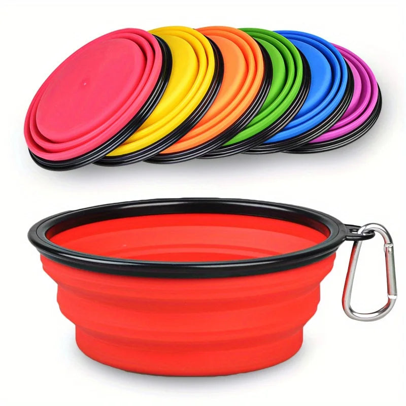 Gamelle Pliable en Silicone pour Chien & Chat – Écuelle de Voyage Nomade avec Couvercle Hermétique & Mousqueton pour Balade & Randonnée