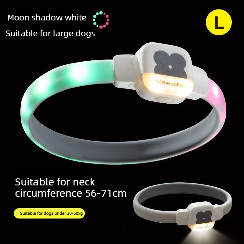 Silicone Led Luminous Dogs Collars USB Charging Walking The Dog Night Adjustable Pet Luminous Collar Dog Accessories Supplies