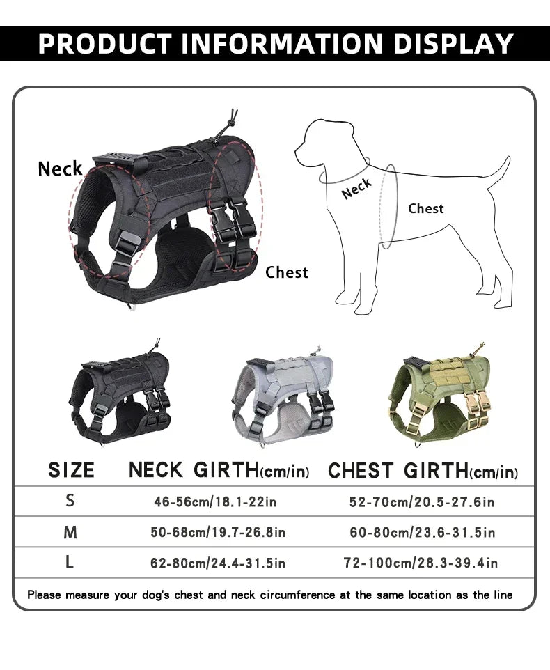 Tactical Dog Harness with Handle and Dog Leash Military Walking Dog Accessories for Medium Large Dogs Puppy Harness