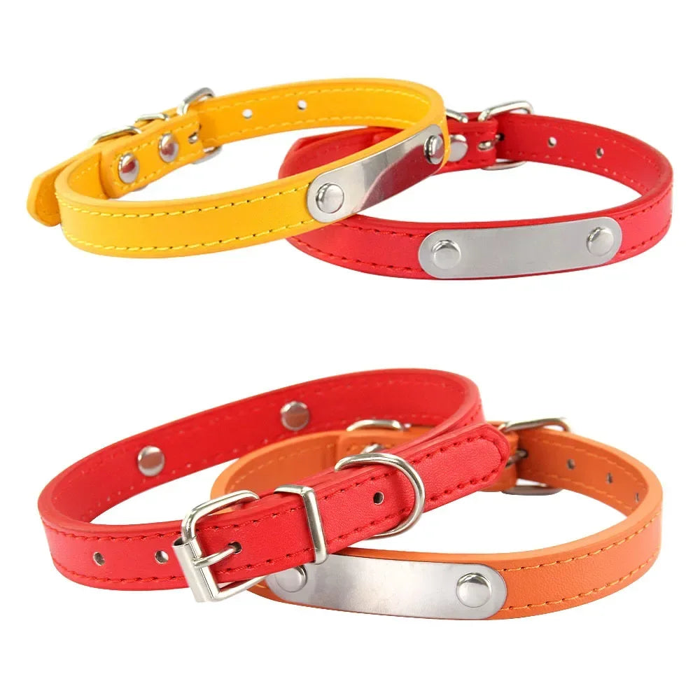 Collier Personnalisé en Cuir PU pour Chien & Chat – Collier Gravé avec Nom & Téléphone Réglable pour Petit, Moyen & Grand Chien