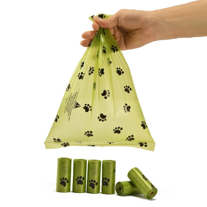 Dog Poop Bags Biodegradable Leak Proof Pet Waste Bags for Dog Walking Outdoor Cleaning Bag Pack Pet Supplies 15Bags/Roll
