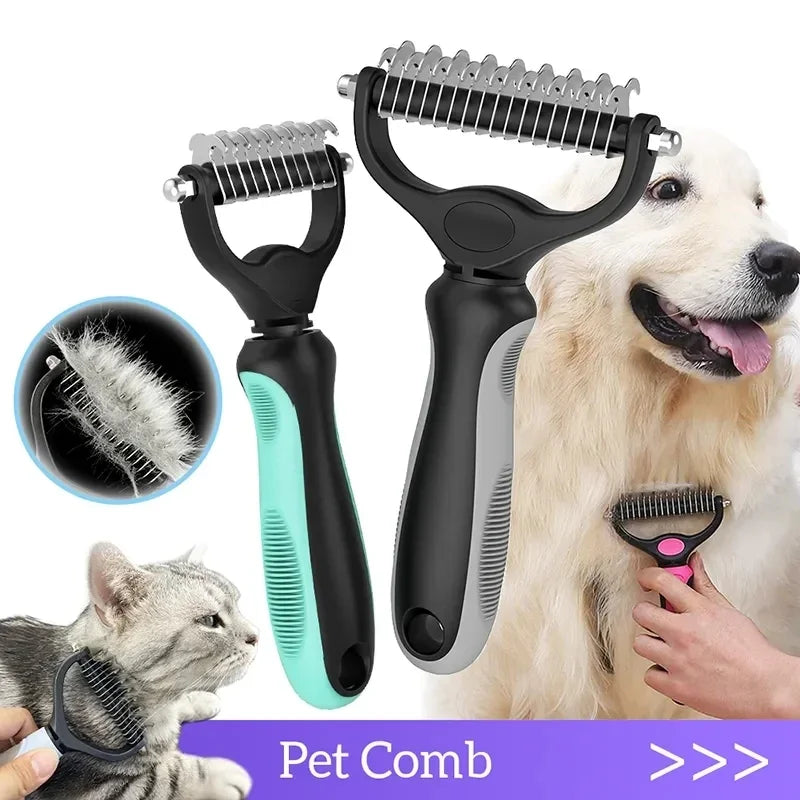 Peigne Démêlant Double Face en Acier Inoxydable pour Chien & Chat – Râteau Anti-Nœuds & Brosse Sous-Poil de Mue Professionnelle