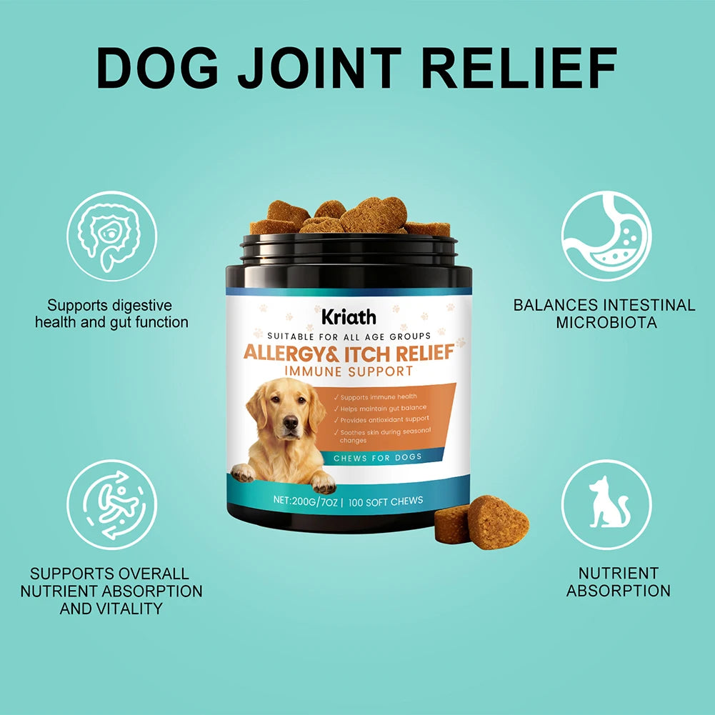 Bouchées Anti-Allergies & Soutien Immunitaire pour Chien (200 g) – Friandises Apaisantes Anti-Démangeaisons, Léchage des Pattes & Peau Sensible