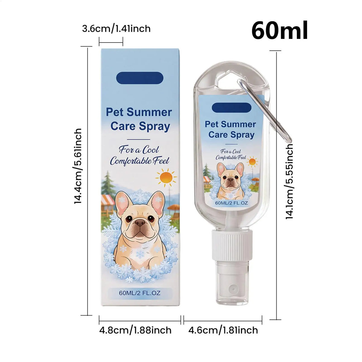 Spray Rafraîchissant pour Chien (60 ml) – Brume Apaisante Anti-Coup de Chaleur, Soin Hydratant Nomade pour Balade & Été