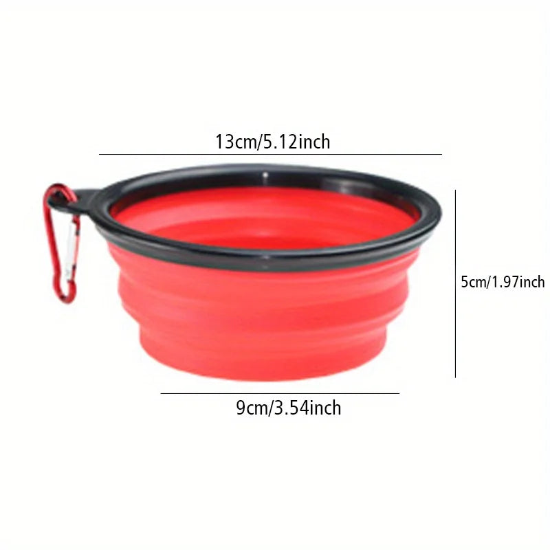 Gamelle Pliable en Silicone pour Chien & Chat – Écuelle de Voyage Nomade avec Couvercle Hermétique & Mousqueton pour Balade & Randonnée