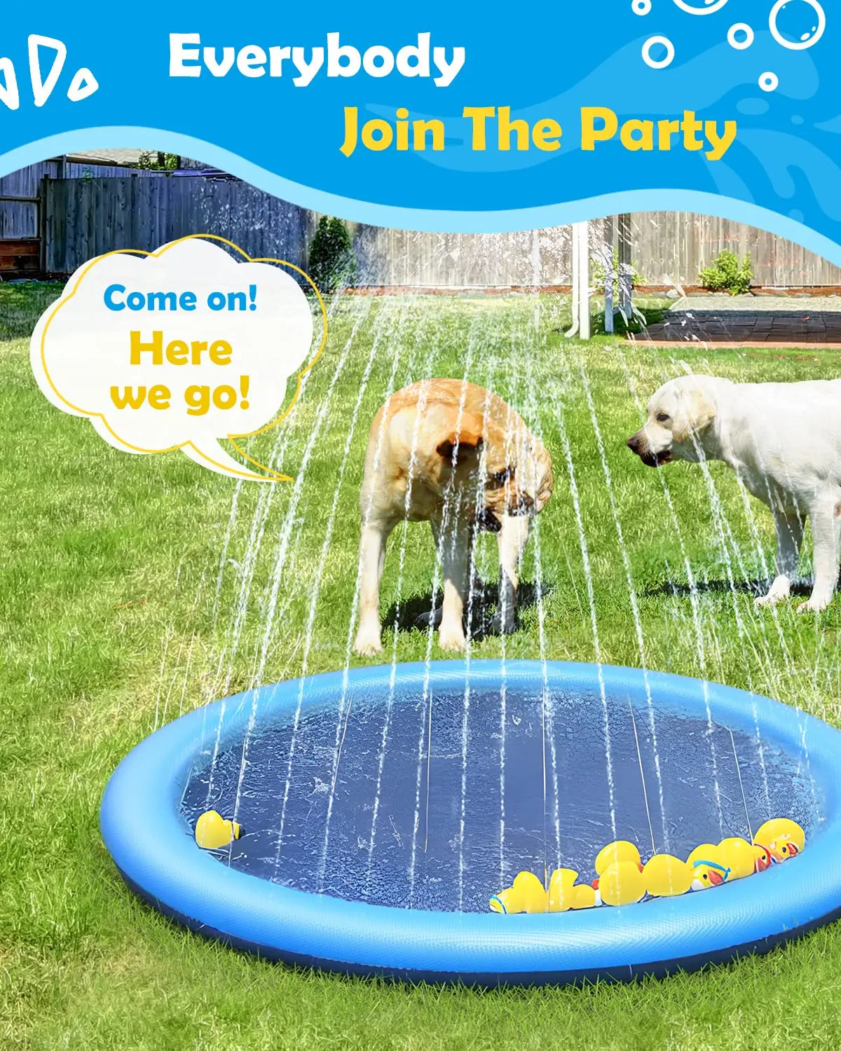 Tapis de Jeu à Jets d'Eau Rafraîchissant pour Chien & Enfants – Splash Pad Antidérapant en PVC Épaissi, Fontaine de Jardin pour l'Été