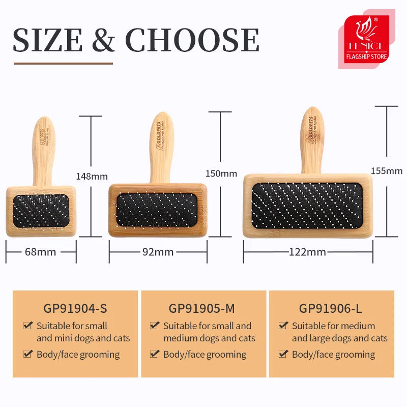 Fenice Professional Beauty Needle Comb Brushing Comb Teddy Bichon Pet Dog Cat Combing Brush Floating Hair Massage Comb