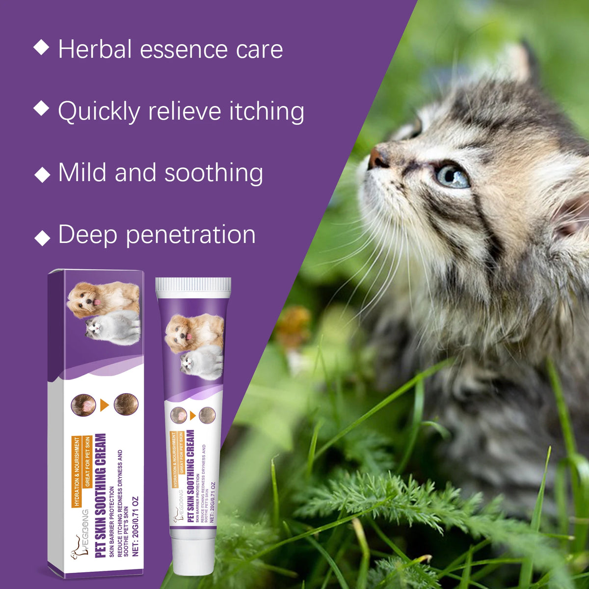 Baume Cutané Apaisant & Réparateur pour Chien & Chat – Crème Hydratante Anti-Démangeaisons, Rougeurs & Irritations Cutanées