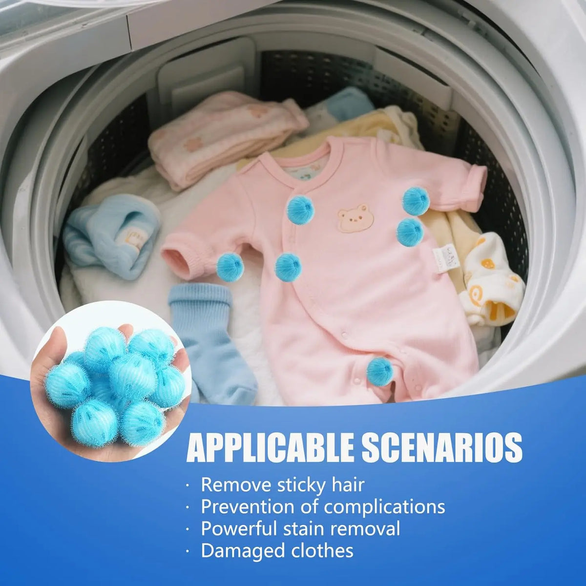 Balles Anti-Poils Réutilisables pour Machine à Laver – Filtre Attrape-Poils de Chien & Chat, Boules Anti-Peluches pour le Linge