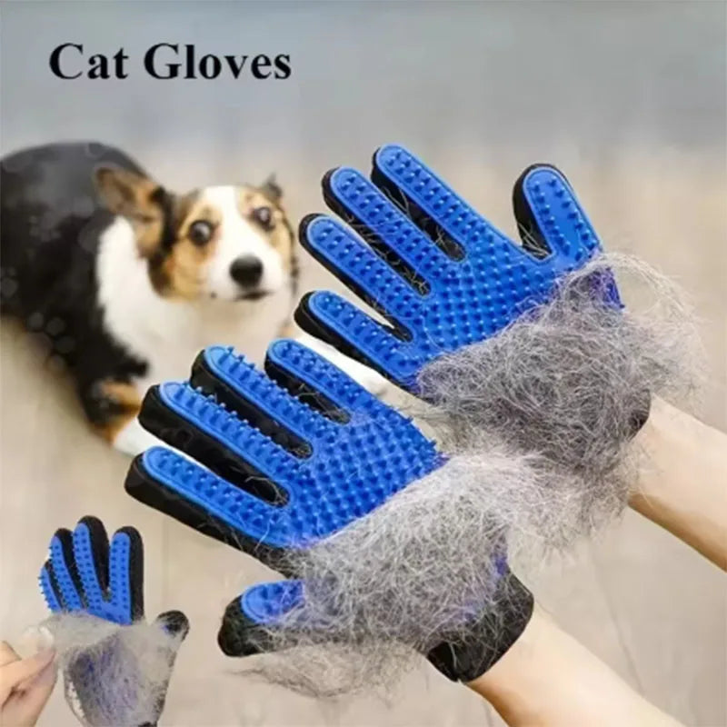 Gant de Toilettage & Massage pour Chien & Chat – Gant Anti-Poils Morts en Silicone Souple, Brosse Mue Réglable & Respirante