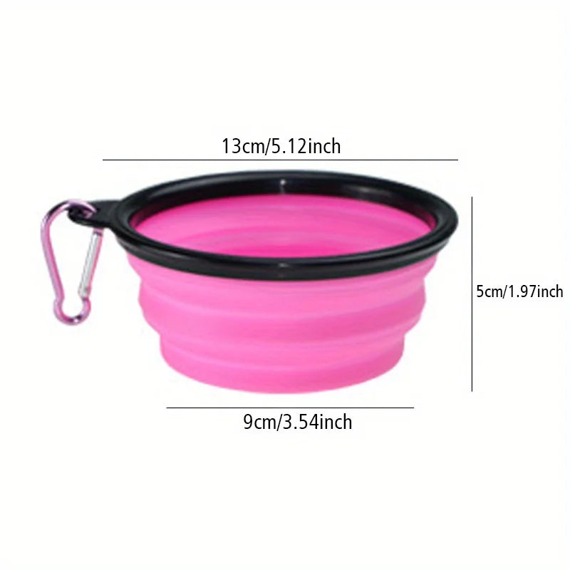 Gamelle Pliable en Silicone pour Chien & Chat – Écuelle de Voyage Nomade avec Couvercle Hermétique & Mousqueton pour Balade & Randonnée