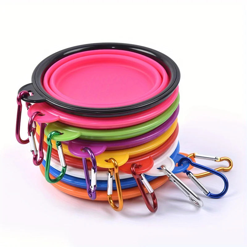 Gamelle Pliable en Silicone pour Chien & Chat – Écuelle de Voyage Nomade avec Couvercle Hermétique & Mousqueton pour Balade & Randonnée