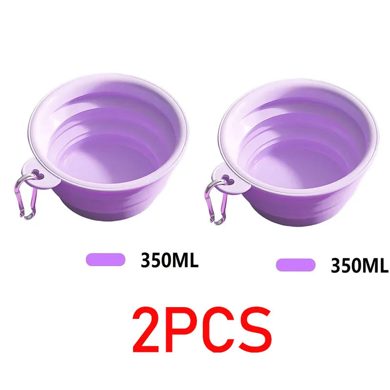 Gamelle Pliable de Voyage 350 ml pour Chien – Écuelle Nomade en Silicone avec Mousqueton pour Eau & Croquettes