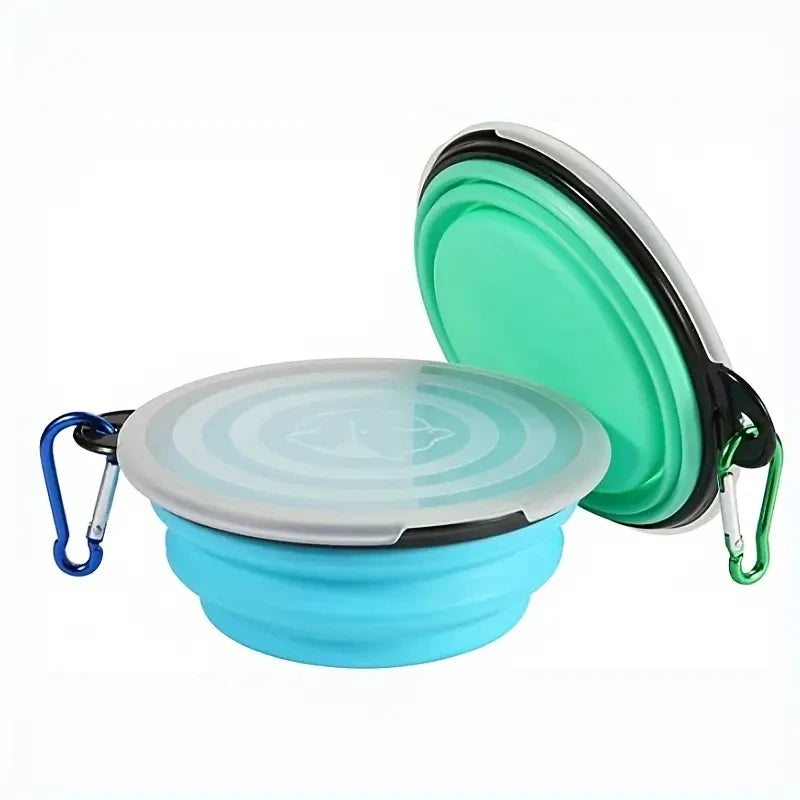 Lot de 2 Gamelles Pliables de Voyage pour Chien avec Couvercle – Écuelles Portables Silicone Eau & Nourriture