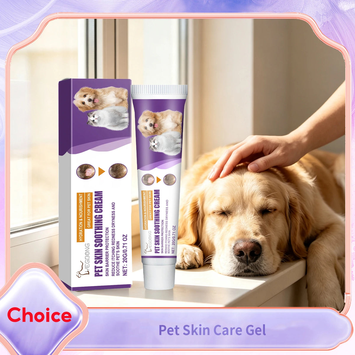 Baume Cutané Apaisant & Réparateur pour Chien & Chat – Crème Hydratante Anti-Démangeaisons, Rougeurs & Irritations Cutanées