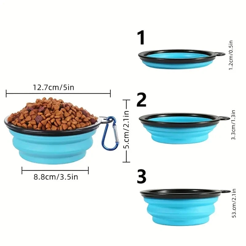 Lot de 2 Gamelles Pliables de Voyage pour Chien avec Couvercle – Écuelles Portables Silicone Eau & Nourriture