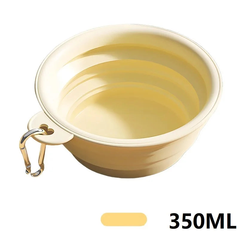 Gamelle Pliable de Voyage 350 ml pour Chien – Écuelle Nomade en Silicone avec Mousqueton pour Eau & Croquettes