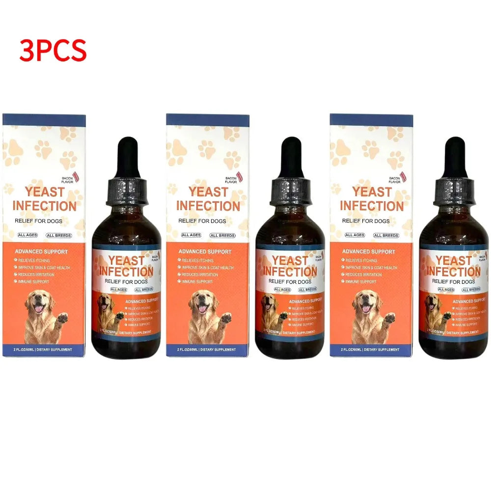 Gouttes de Soin Peau & Pelage aux Plantes pour Chien (60 ml) – Complément Liquide Apaisant Anti-Démangeaisons & Brillance du Poil