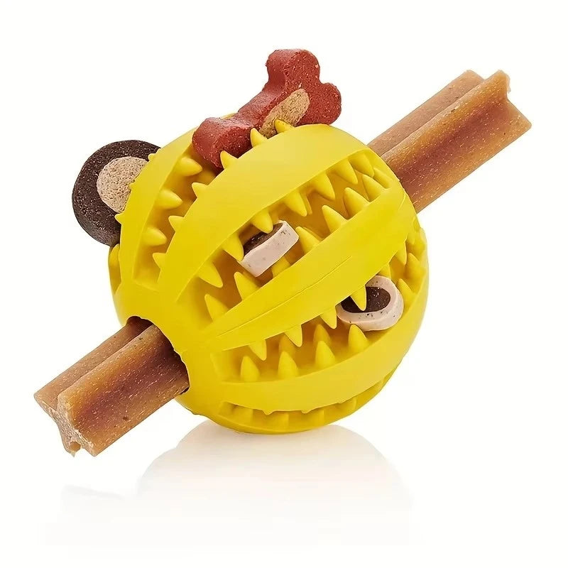 Balle Interactive pour Chien & Chiot – Jouet en Caoutchouc Distributeur de Friandises & Nettoyeur de Dents