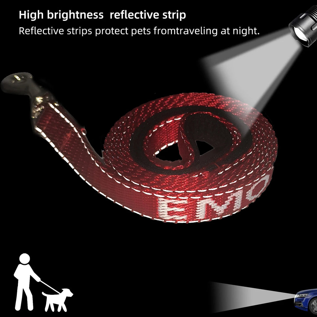 Red Dog Leash For Medium and Small Outdoor Walking Dog Sport Running Jacquard Webbing With Service Dog And Emotional Support Dog