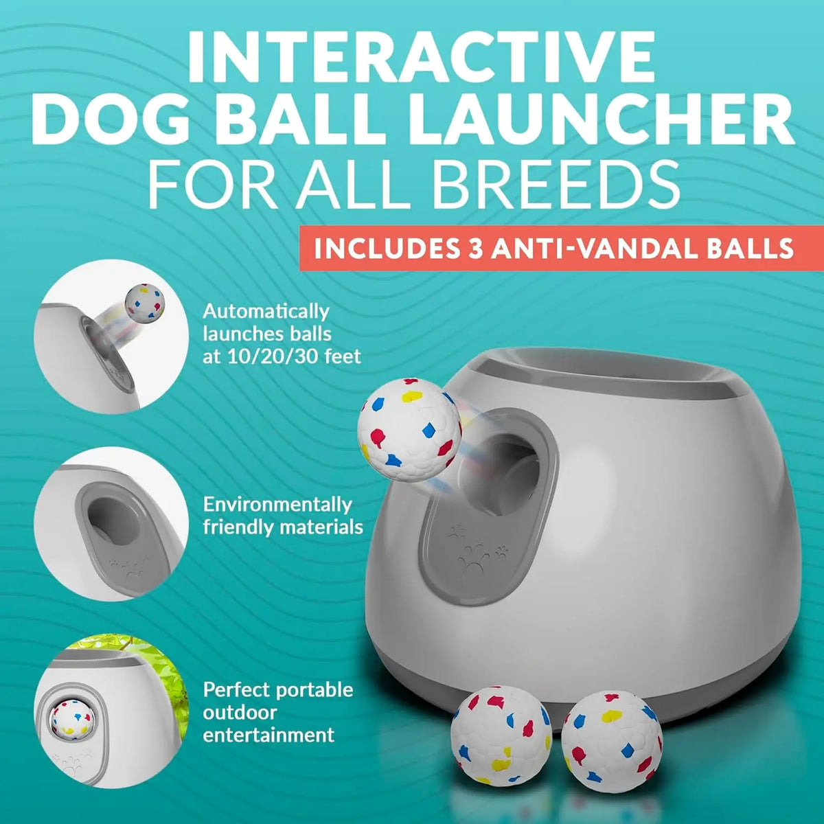 Lanceur de Balles Automatique pour Chien – Machine de Lancer Interactive d'Extérieur & Intérieur, Distributeur de Balles de Tennis & Jeu de Rapport