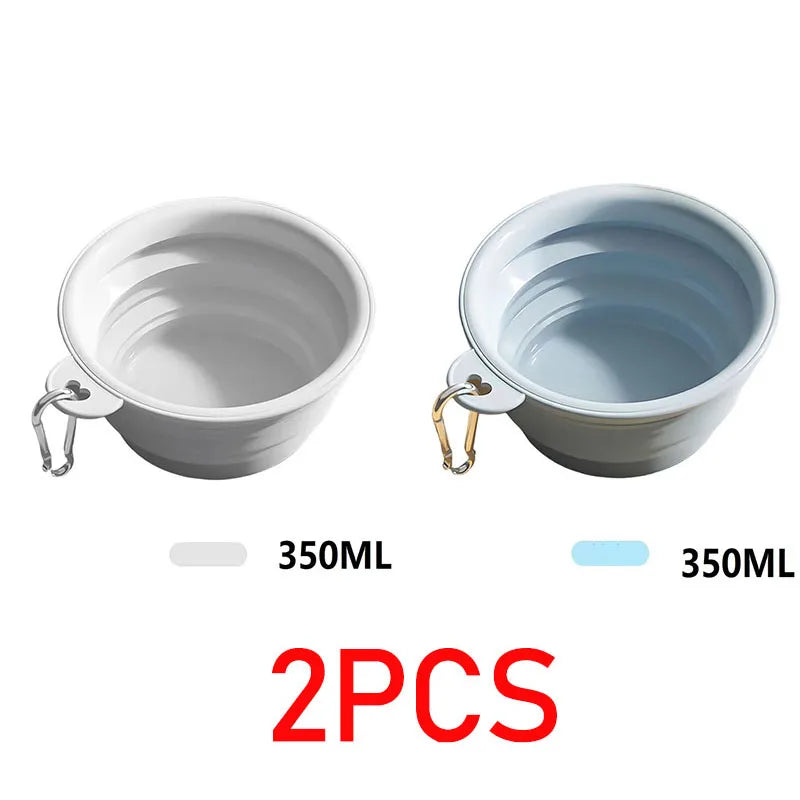 Gamelle Pliable de Voyage 350 ml pour Chien – Écuelle Nomade en Silicone avec Mousqueton pour Eau & Croquettes