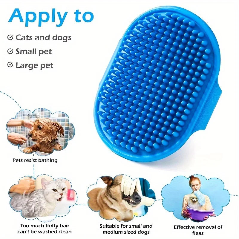 Brosse de Bain & Massage en Silicone pour Chien – Brosse Shampoing Ergonomique avec Poignée Ajustable