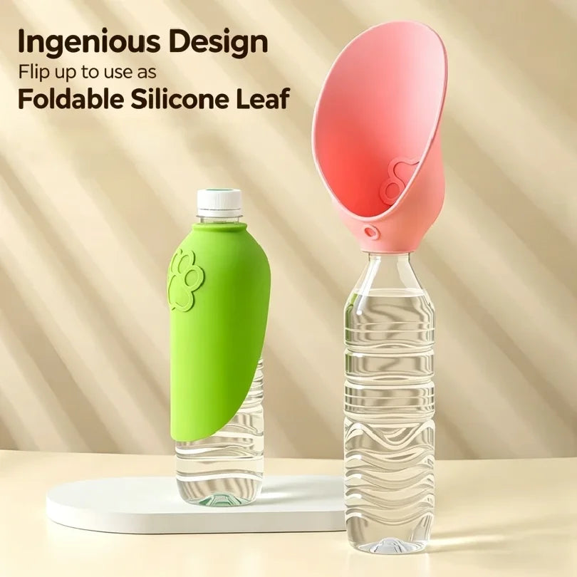 Gourde Pliable Portable pour Chien & Chat – Bouteille d'Eau de Voyage avec Écuelle Rabattable & Embout Interchangeable pour Randonnée