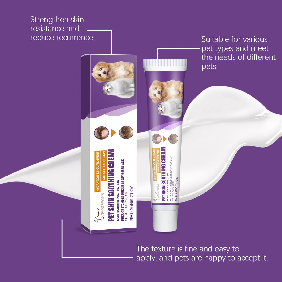 Baume Cutané Apaisant & Réparateur pour Chien & Chat – Crème Hydratante Anti-Démangeaisons, Rougeurs & Irritations Cutanées