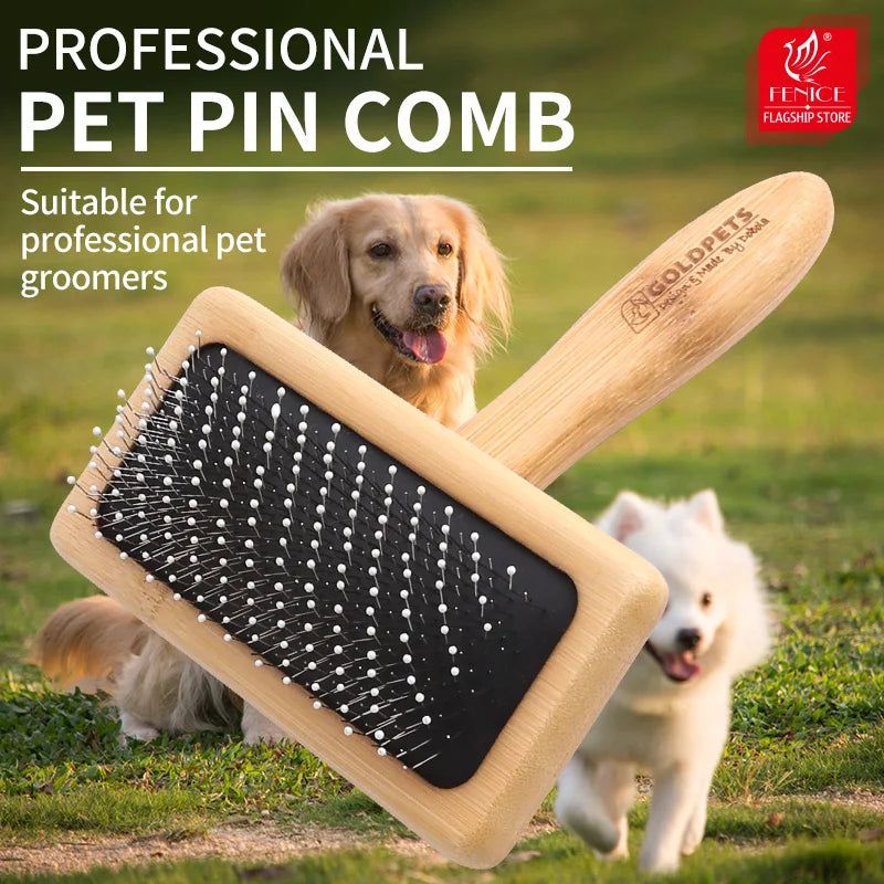 Fenice Professional Beauty Needle Comb Brushing Comb Teddy Bichon Pet Dog Cat Combing Brush Floating Hair Massage Comb