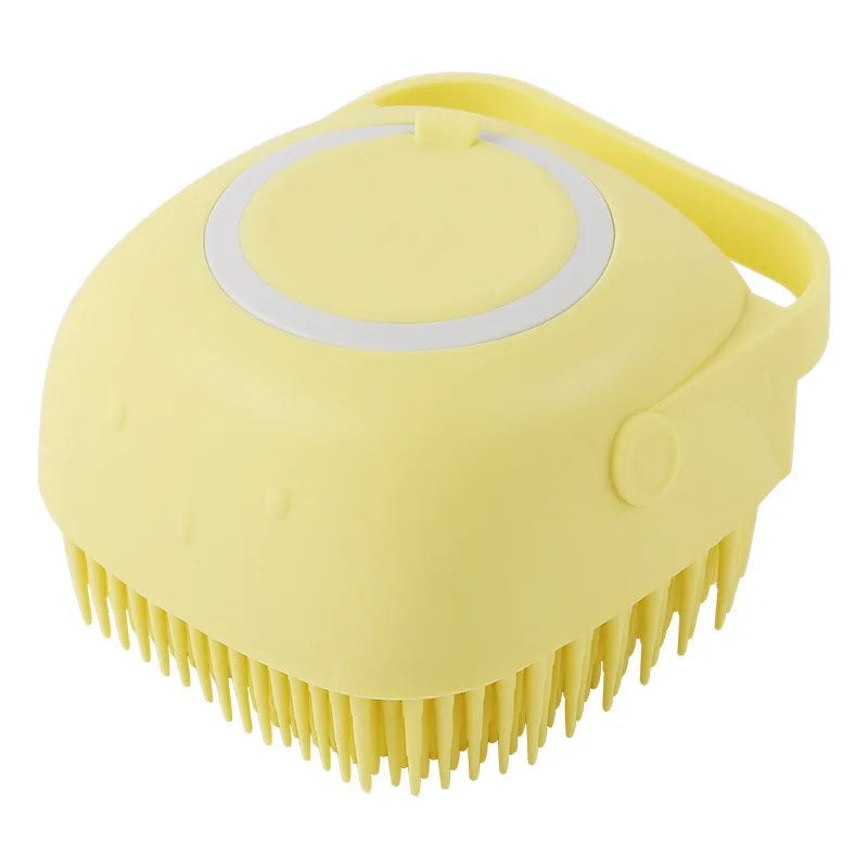 Brosse de Bain avec Réservoir de Shampoing pour Chien – Brosse de Massage & Toilettage en Silicone Souple