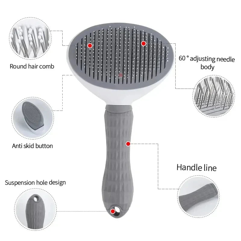 Brosse Autonettoyante pour Chien & Chat – Carde de Toilettage Démêlante, Élimination Poils Morts & Sous-Poil avec Bouton Poussoir